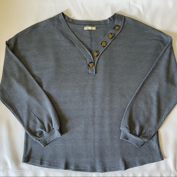 Tops - Oversize Waffle Knit Shirt